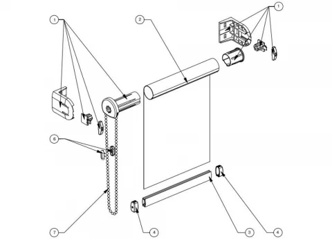 Стандартная конструкция рулонных штор