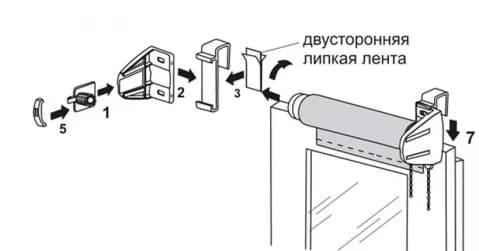 Монтаж рулонных штор на скотч без сверления окна